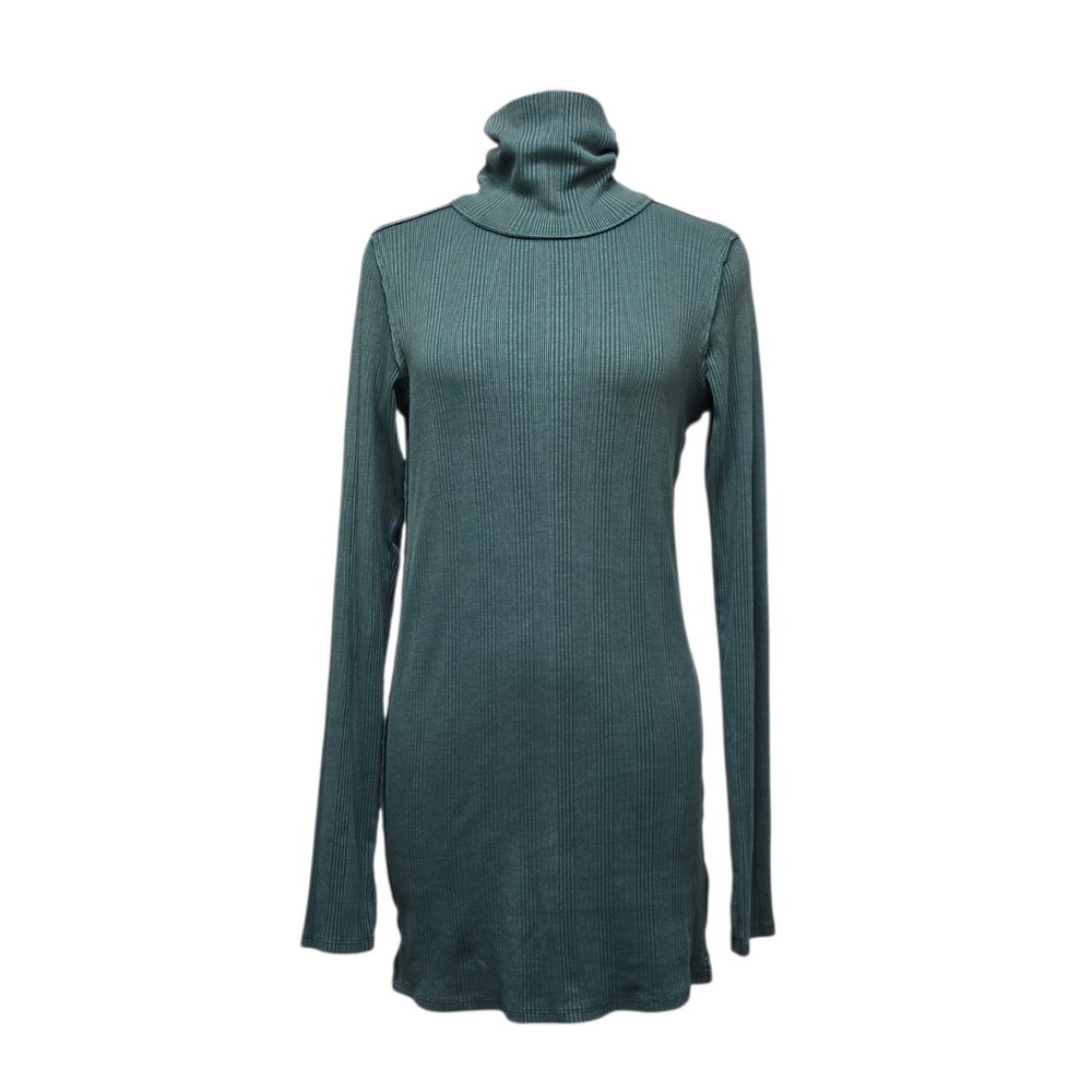 We The Free Free People‎ Uncut Emerald Green Ribbed Turtleneck Tunic Size Large